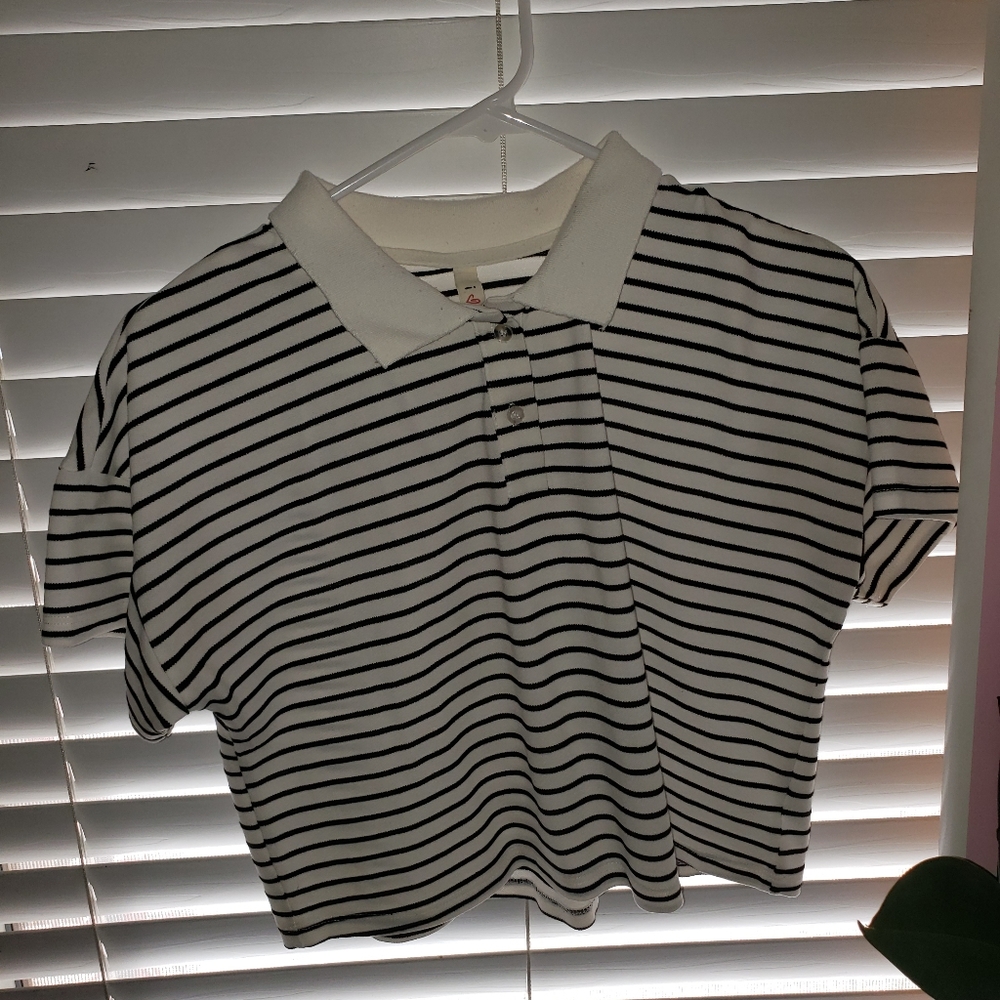 White stripped crop top